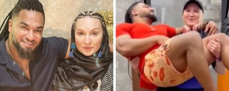 قدرت نمایی لیلا رجبی با بلند کردن همسر ایرانی اش + ویدئو