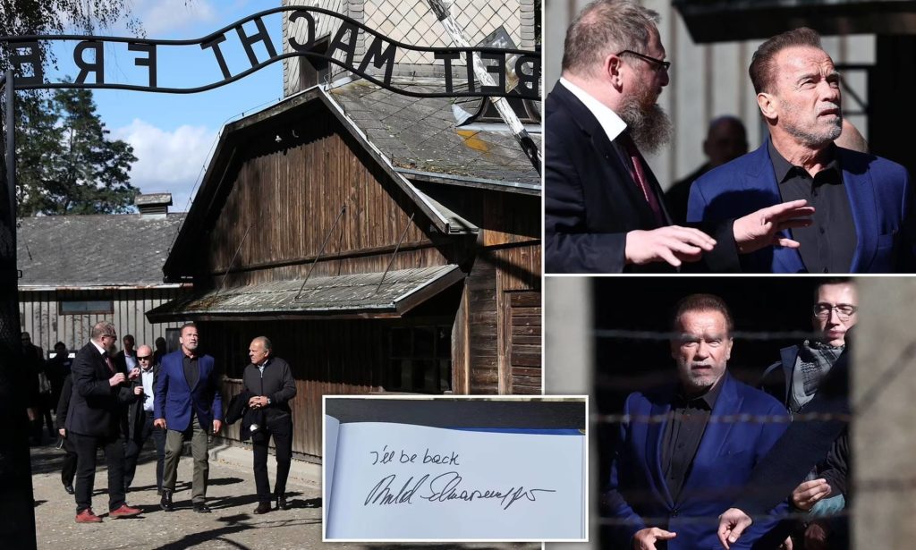 آرنولد شوارتزنگر که پدرش یک سرباز نازی بود از آشویتس بازدید کرد + ویدیو