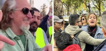 بیرون کردن مهناز افشار و محسن نامجو از تجمع اعتراضی ایرانیان خارج کشور + ویدئو