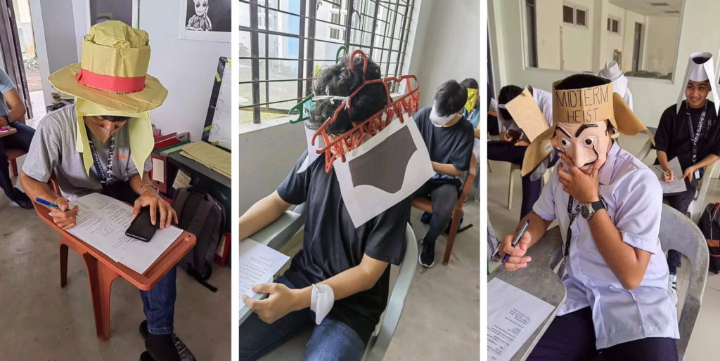 کلاه های جالب «ضد تقلب» دانش آموزان فیلیپینی 