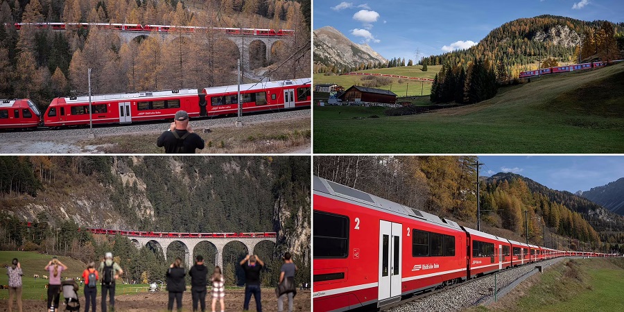 طولانی ترین قطار مسافربری دنیا در سوئیس با نزدیک به ۲ کیلومتر طول + ویدئو