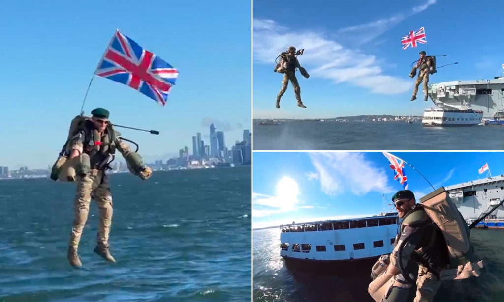 مرد آهنی در دنیای واقعی؛ سربازان بریتانیایی در حال پرواز با تکنولوژی جت پوشیدنی + ویدیو