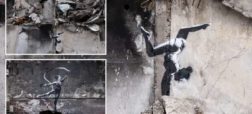 بنکسی از آثار هنری خیابانی جدیدی بر دیوار ویرانه های جنگ در اوکراین رونمایی کرد