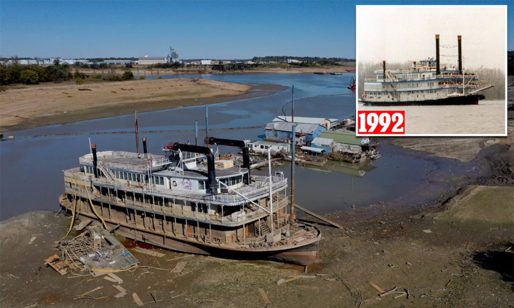 اولین کازینوی قایقی آمریکا که غرق شده بود با کاهش سطح آب دوباره ظاهر شد