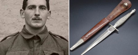 حراج خنجر کماندویی که پس از منفجر کردن نیروگاه مهم نازی ها دستگیر و اعدام شد