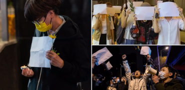 تلاش نافرجام سانسورچیان دولت چین برای حذف تصاویر معترضان با کاغذ سفید در دست