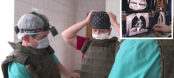 جراحان برای بیرون آوردن نارنجک خنثی نشده از بدن سرباز روسی لباس ضدگلوله پوشیدند