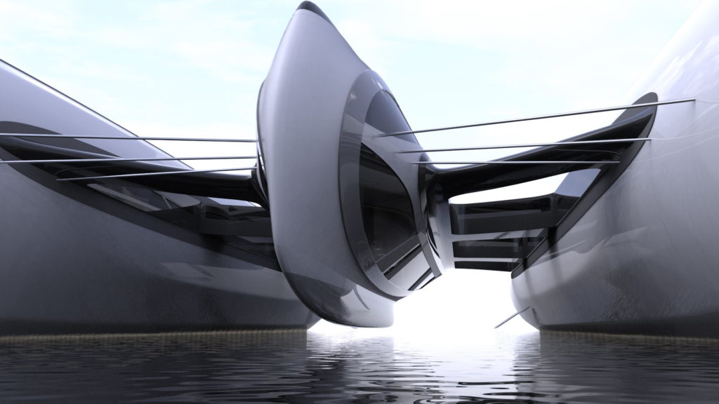 رونمایی از طرح های قایق هوایی ۵۰۰ میلیون پوندی مجهز به هلیکوپتر و استخر شنا + ویدیو