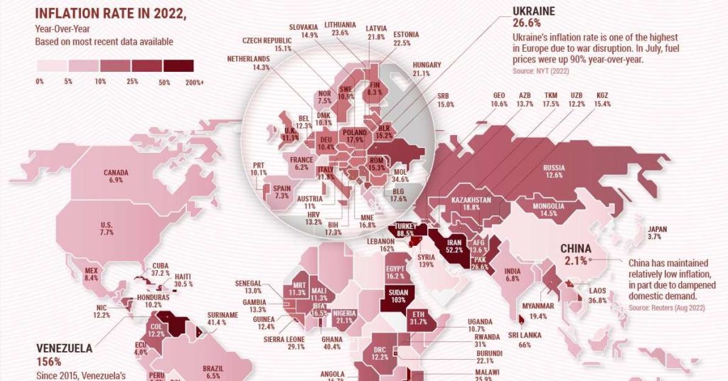 کدام کشورها بالاترین نرخ تورم را در سال ۲۰۲۲ داشتند؟ + اینفوگرافیک