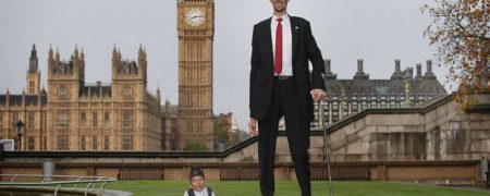 تصاویر جالب از دیدار بلند قدترین مرد جهان با کوتاه ترین مرد جهان