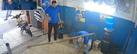 لورل و هاردی برزیلی؛ فیلم خندهدار دوربین مداربسته یک گاراژ میلیون ها بار دیده شد + ویدیو