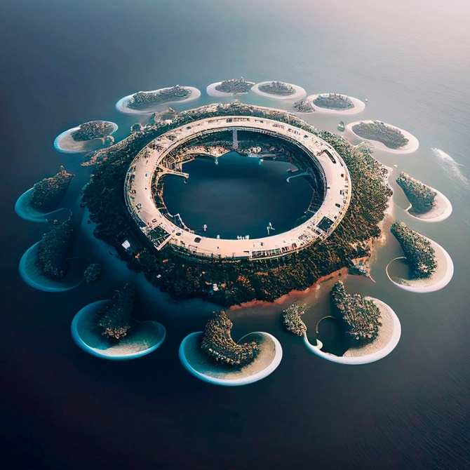طرح پیشنهادی شهر شناور در مرکز چرخاب زباله اقیانوس آرام برای انسان های آینده