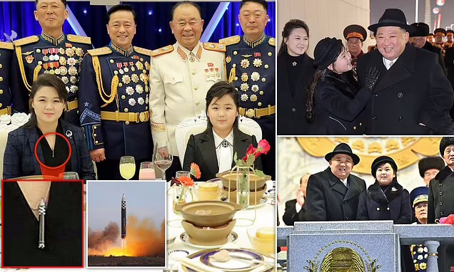 گردنبند عجیب همسر رهبر کره شمالی به شکل موشک بالستیک قاره پیما در رژه بزرگ نظامی