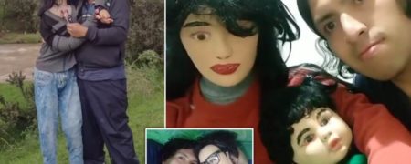 مردی که با یک عروسک پارچه ای نامزد کرده و منتظر تولد سومین فرزندش است + تصاویر