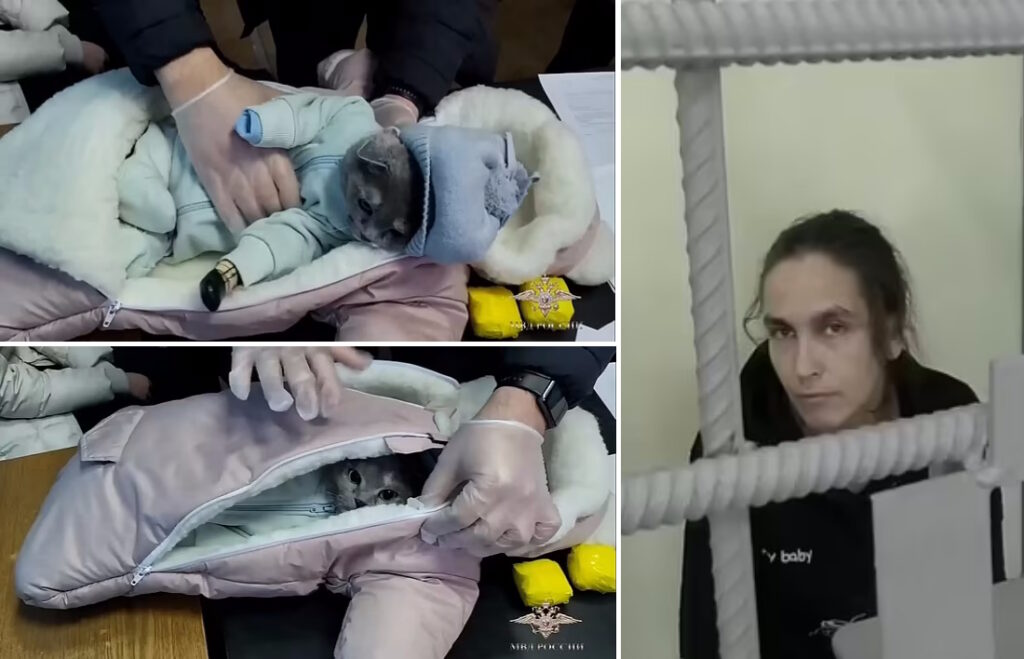 دستگیری زن قاچاقچی مواد مخدری که تلاش کرد گربه اش را یک نوزاد جلوه دهد [تماشا کنید]