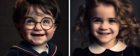 تصویرسازی هوش مصنوعی از خردسالی شخصیت های هری پاتر 