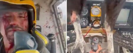 پاهای آویزان کرکس غول پیکر در کابین خلبان پس از برخورد مرگبار با هواپیما + ویدیو