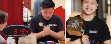 جوان ۲۱ ساله‌ی اوتیسمی رکورد کامل کردن مکعب روبیک را در ۳:۱۳ ثانیه شکست + ویدیو