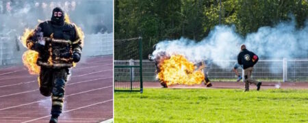 مردی که رکورد سریع ترین و طولانی ترین دویدن در میان شعله های آتش را شکست + ویدئو