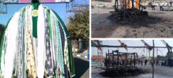ماجرای آتش زدن نخل ۳۰۰ ساله عزاداری در اردستان اصفهان چیست + ویدئو