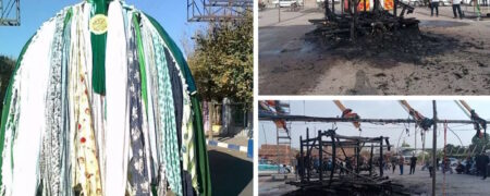 ماجرای آتش زدن نخل ۳۰۰ ساله عزاداری در اردستان اصفهان چیست + ویدئو