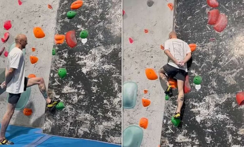 چالش صخره نوردی بدون دست این مرد باعث حیرت کاربران شبکه‌های اجتماعی شد + ویدیو