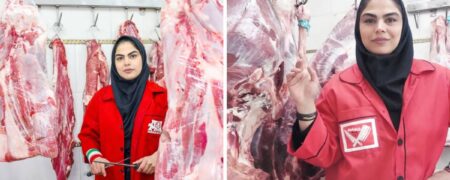 حرکات و صحبت های جالب اولین زن قصاب ایرانی که توجه همه را به خود جلب کرد + ویدیو