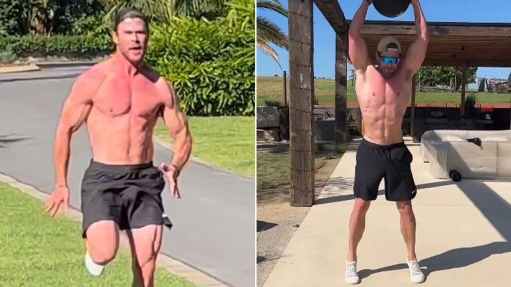 کریس همسورث عضلات ورزیده خود را هنگام تمرینات ورزشی به نمایش گذاشت + ویدیو