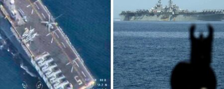 انتشار تصاویر رصد ناو آمریکایی در تنگه هرمز توسط نیروی دریایی سپاه و واکنش آمریکا + ویدئو
