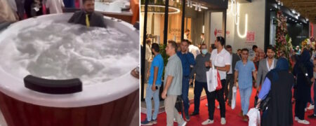 تبلیغ عجیب جکوزی با کت و شلوار در نمایشگاه بین المللی صنعت ساختمان در تهران + ویدئو