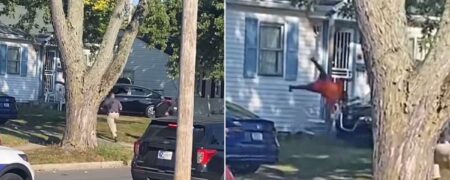 لحظه ترسناکی که مظنون در حال فرار از دست پلیس مادر خودش را زیر می گیرد + ویدیو