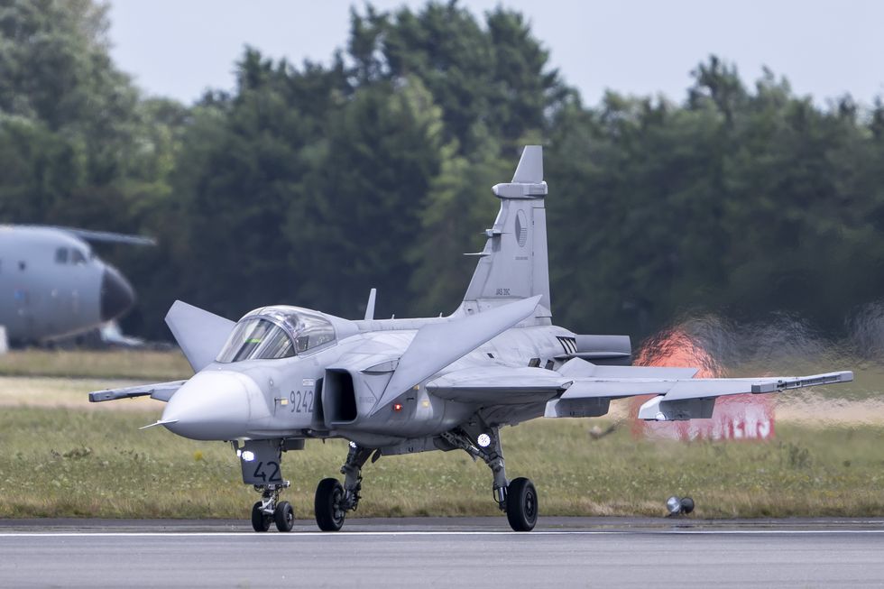 saab jas 39c gripen performs at raf fairford during the news photo 1695076666