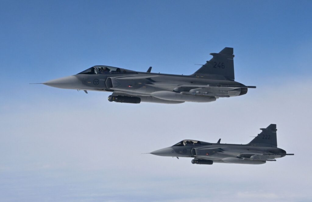 swedish air force saab jas 39 gripen jetfighters take part news photo 1689354432