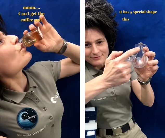 فنجانی با طراحی عجیب که به فضانوردان برای نوشیدن قهوه کمک می‌کند