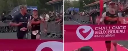 ورزشکار بدشانسی که پس از ۲۰ کیلومتر دویدن در یک متری خط پایان زمین خورد + ویدیو