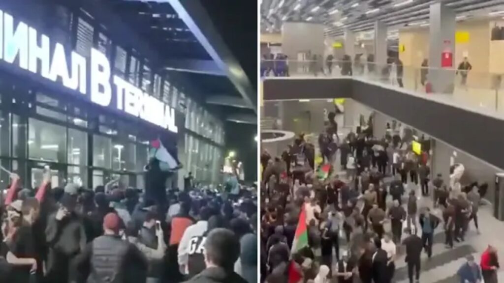 حمله معترضان خشمگین در اعتراض به فرود هواپیمای اسرائیلی در فرودگاه داغستان + ویدیو