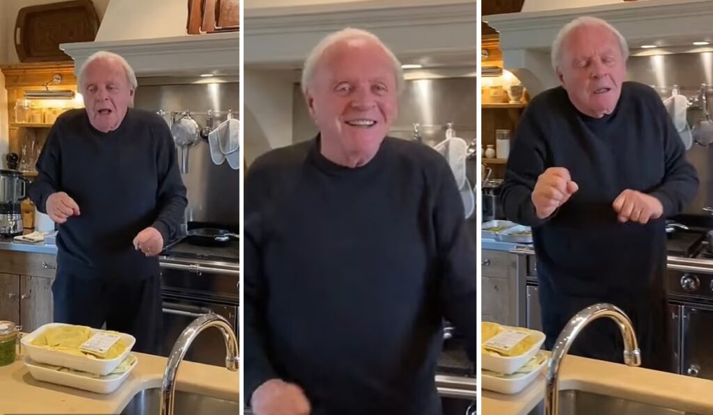 رقص دیدنی آنتونی هاپکینز ۸۵ ساله در حال آماده کردن یک غذای ایتالیایی + ویدیو