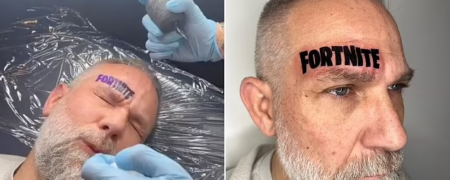 تتوی «فورتنایت» این مرد ۵۲ ساله روی صورتش پس از باخت از پسرش در شرط‌ بندی + ویدیو