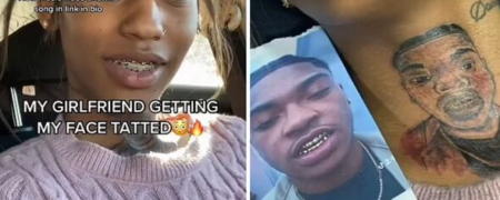 ترفند خلاقانه این دختر نوجوان برای پوشاندن تتوی صورت دوست پسرش بعد از جدایی