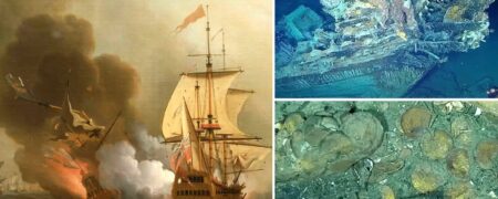 کشتی «سن خوزه» که با ۲۰ میلیارد دلار گنج غرق شده بود بیرون کشیده می‌شود + ویدئو