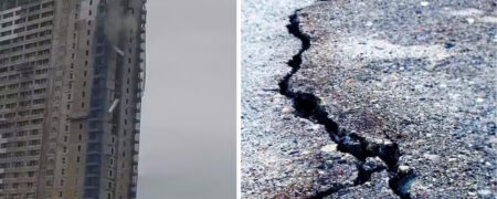 لحظه ترسناک سقوط جرثقیل در پی زلزله شدید فیلیپین + ویدئو