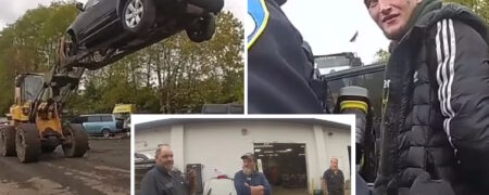 دستگیری دزد خودرو توسط اپراتور ماهر لیفتراک که مظنون را در ۶ متری زمین نگه داشت + ویدئو