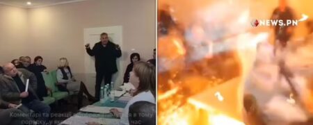 لحظه‌‌ی ترسناک پرتاب ۳ نارنجک توسط نماینده اوکراینی وسط جلسه + ویدیو