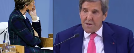 جنجالی شدن باد معده جان کری هنگام سخنرانی در نشست تغییرات آب‌ و هوایی! + ویدیو