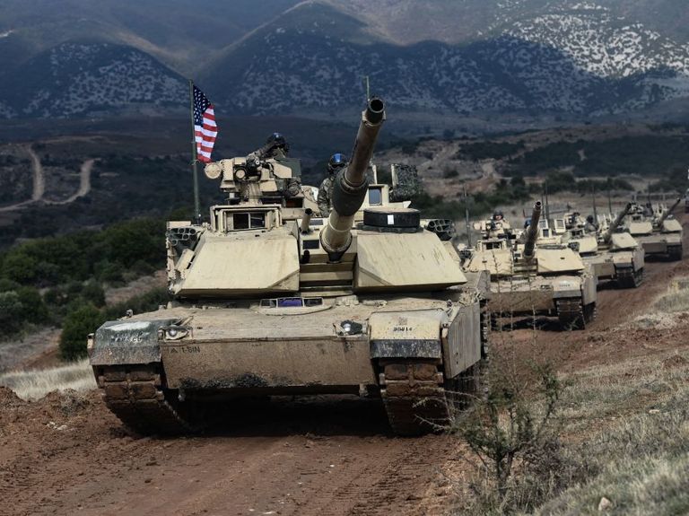 army officers drive their tanks m1 abrams during the news photo 1706637654
