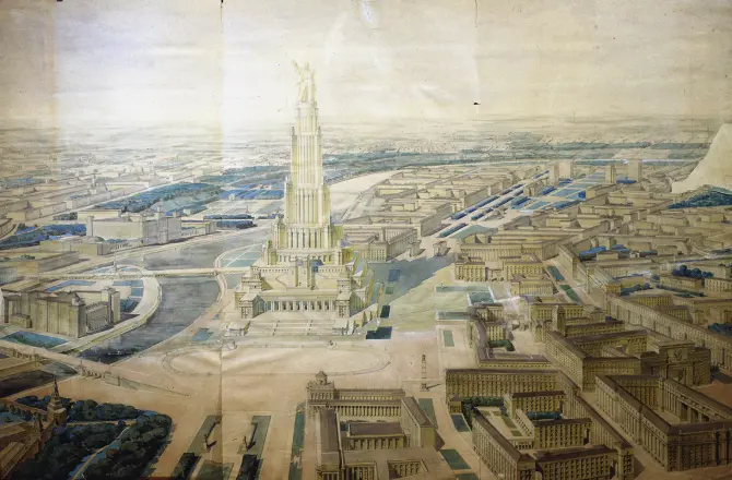 طرح کاخ عظیم شوروی با مجسمه ۱۰۰ متری «لنین» که هرگز ساخته نشد + ویدئو