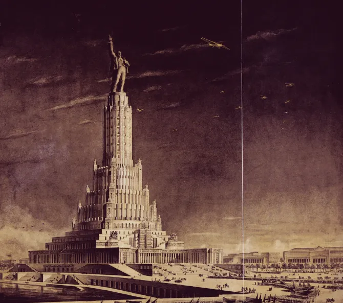 طرح کاخ عظیم شوروی با مجسمه ۱۰۰ متری «لنین» که هرگز ساخته نشد + ویدئو