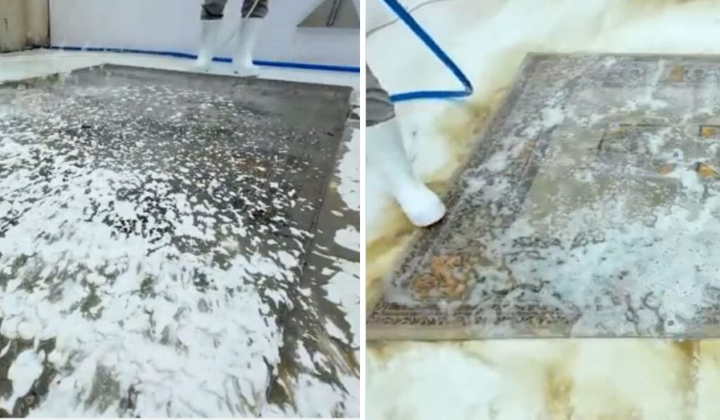 شست و شوی کثیف ترین فرش جهان با هزینه ۶ میلیون تومان + ویدیو