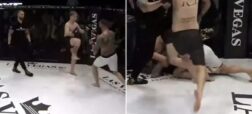 ضربات داور به یکی از مبارزان در یک مسابقه MMA رقابت را به هرج و مرج کشاند! + ویدیو