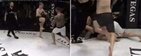 ضربات داور به یکی از مبارزان در یک مسابقه MMA رقابت را به هرج و مرج کشاند! + ویدیو